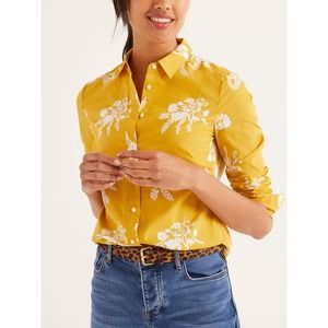 Boden Upcycled Short Sleeve Cropped Button-Down Shirt